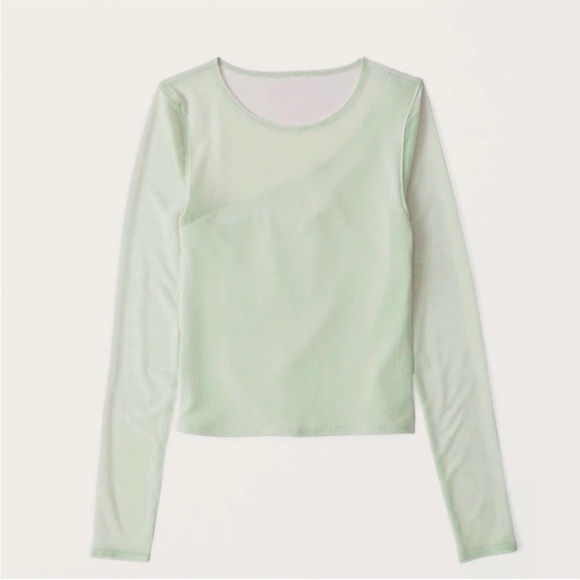 Abercrombie & Fitch Tops - NWT Abercrombie & Fitch Mesh Long Sleeve One Shoulder Sage Green Top
